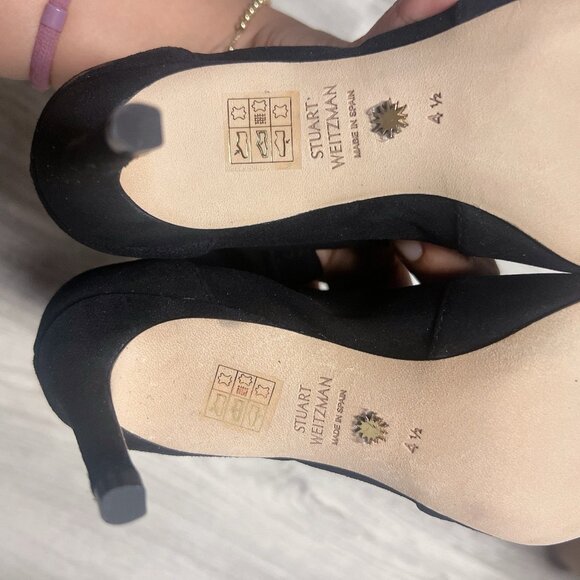 Stuart Weitzman Wren Pointed Toe Heel Ankle Sock Boots Black Suede US 4.5 Spain - Picture 8 of 9